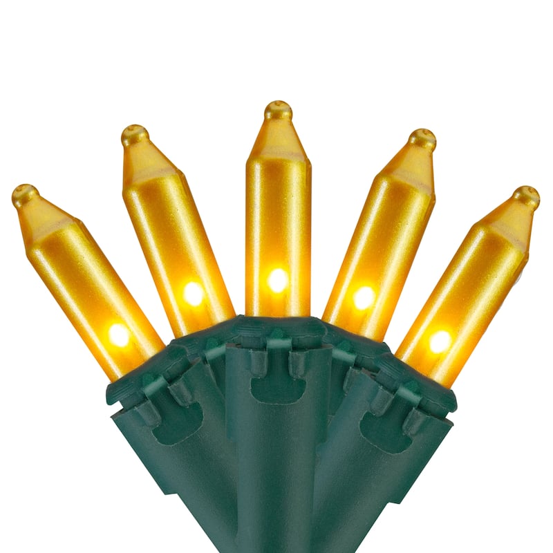 Opaque Mini Christmas Light Set - Gold - 24.5' Green Wire - 50ct