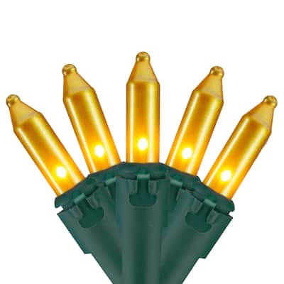 Opaque Mini Christmas Light Set - Gold - 24.5' Green Wire - 50ct