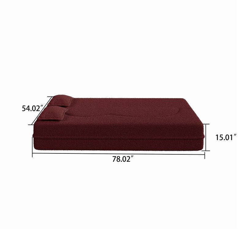 Modern Minimalist Compressed Upholstered Convertible Two-Seater Sofa Bed with 2 Pillows