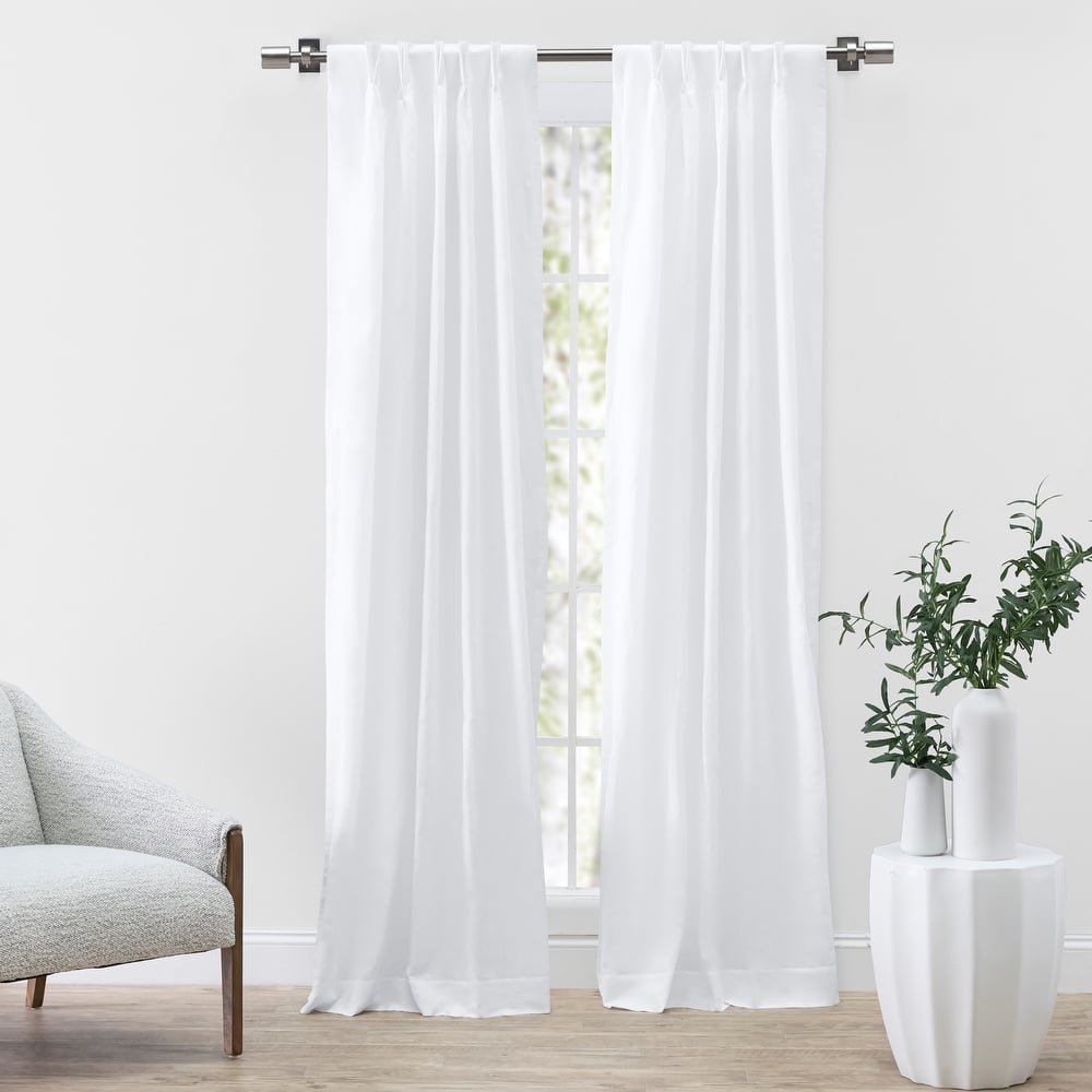 Serene Premium Linen-Cotton Pinch Pleat Curtain Pair W Back Tabs