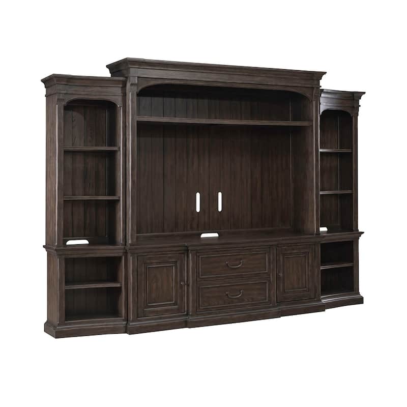 Paradise Valley Saddle Brown TV Entertainment Center with Optional Piers Shelves