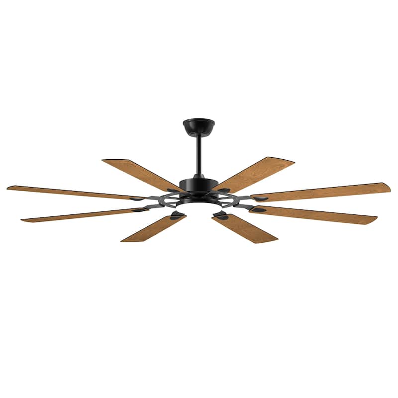 72-Inch 8-Blade Large Ceiling Fan,Reversible Quiet DC Motor,Indoor/Outdoor Modern Ceiling Fan - Black