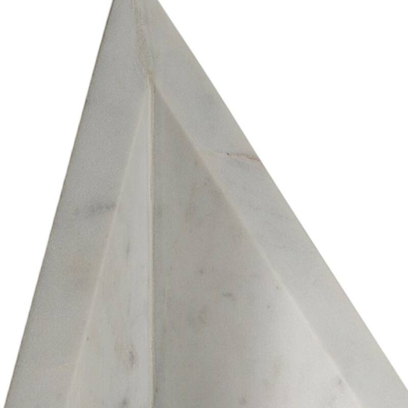 HomeRoots Set of Two White Marble Triangle Decorative Bookends - 7" H x 6" W x 8" D