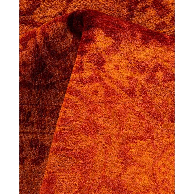 Overton Hand Knotted Wool Vintage Inspired Modern Contemporary Overdyed Orange Area Rug - 5' 3" x 8' 1"