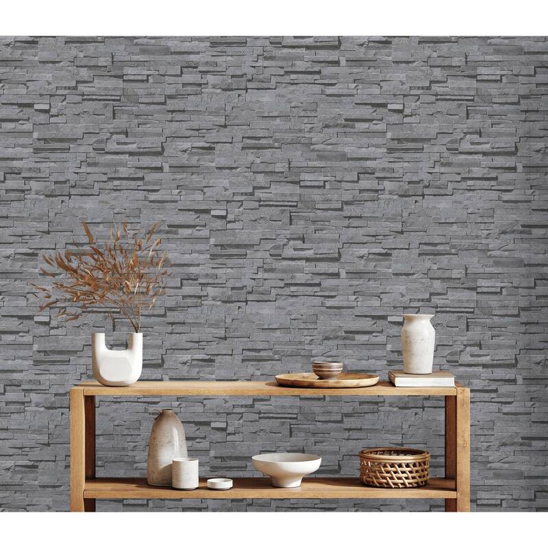 Galerie Wallcoverings Bricks and More Collection Granite Stone Effect Matte Finish Vinyl on Non-woven Wallpaper Roll