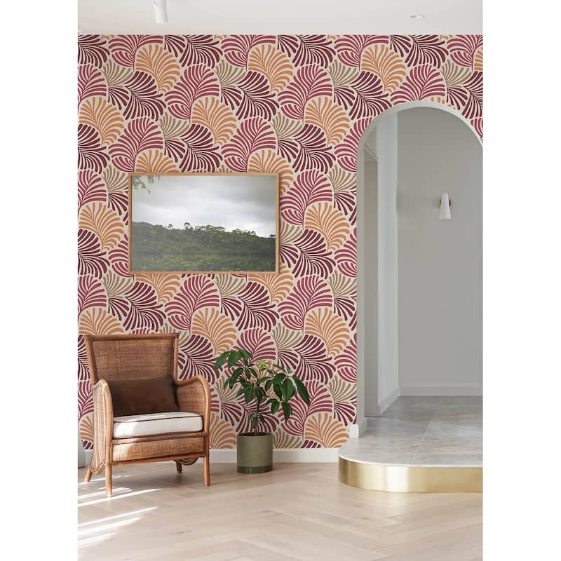 A-Street Prints Trousdale Raspberry Fanning Flora Wallpaper