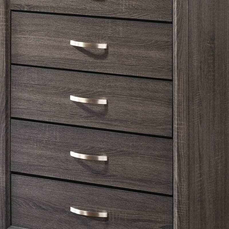 Chest with 5 Storage Drawers and Grain Details, Gray