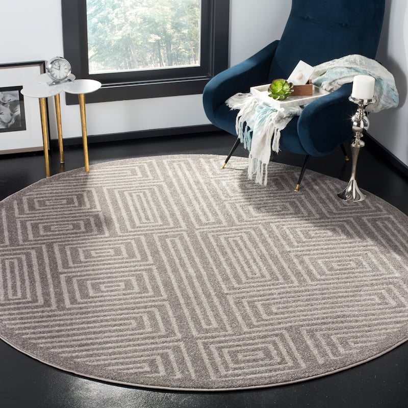 SAFAVIEH Amherst Morag Modern Rug - 7' Round - Grey/Ivory