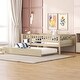 preview thumbnail 41 of 46, Twin Size Daybed with Trundle, Wood Twin Bed with Fence Guardrails
