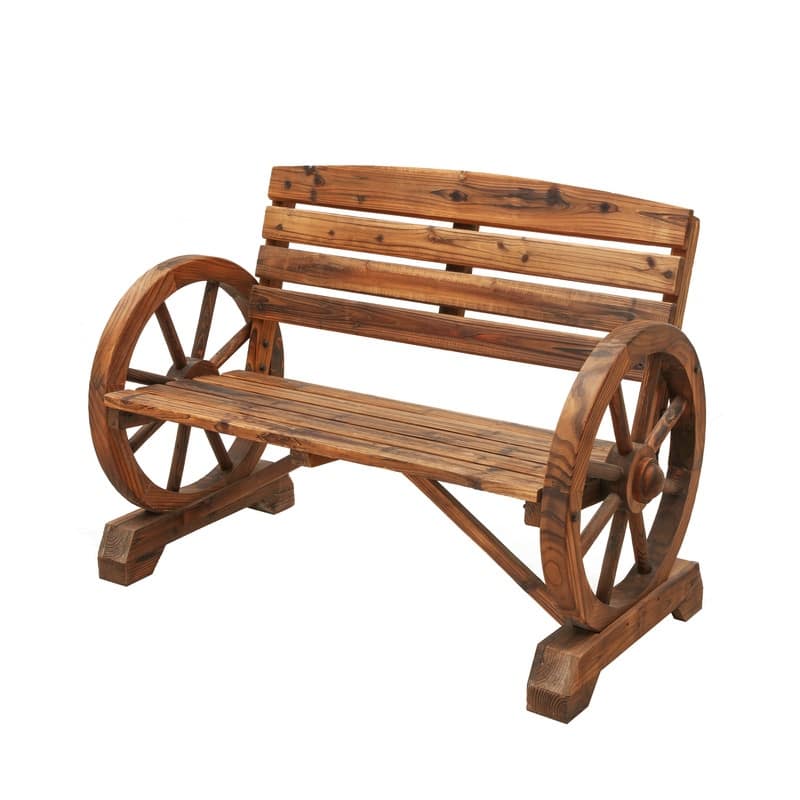 Patio Festival Wagon Wheel Wooden Garden Bench