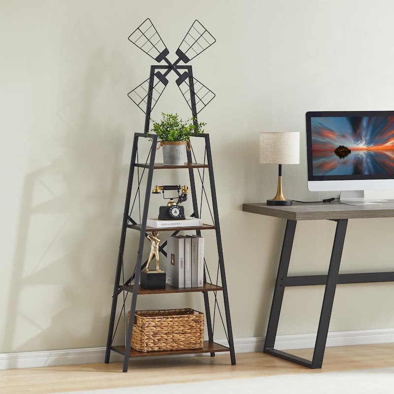 4-Tier Narrow Book Shelf, Bookcase with Metal Frame