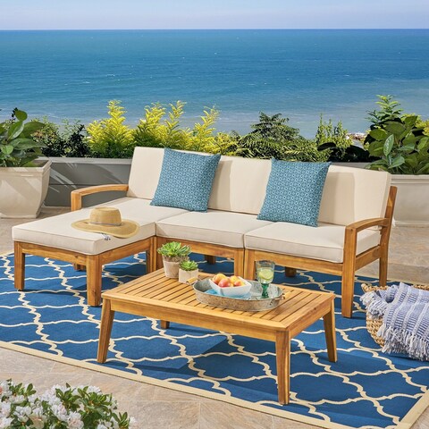 Grenada Outdoor Acacia Sectional Sofa Set by Christopher Knight Home