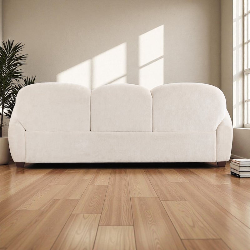 78" Modern Boucle Sofa, 3-Seater Upholstered Couch with Pillows, Curved Petal Design for Living Room Bedroom Office