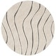 preview thumbnail 77 of 86, SAFAVIEH Florida Shag Hervor Soft Serene Waves 1.2-inch Thick Rug 6'7" Round - Cream/Grey - Round