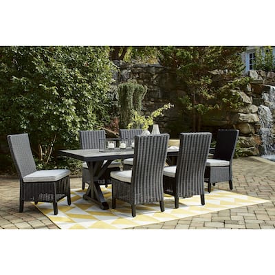 Signature Design by Ashley Beachcroft Black/Light Gray 7-Piece Outdoor Dining Package - 84.25" W x 42.25" D x 29.25" H