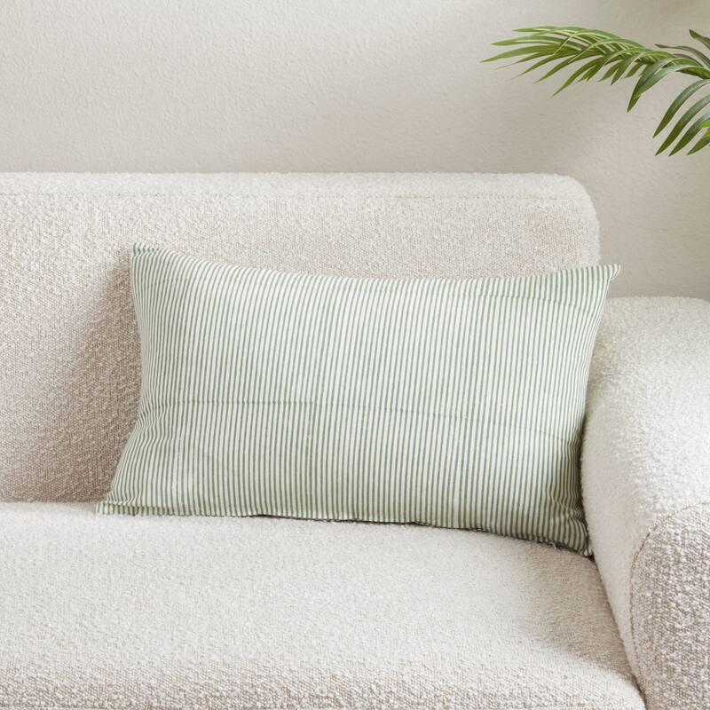 Classic Stripe Cotton Throw Pillow - Timeless Ticking Stripe Design for Sofa, Bed & Accent Styling, 14"x22"