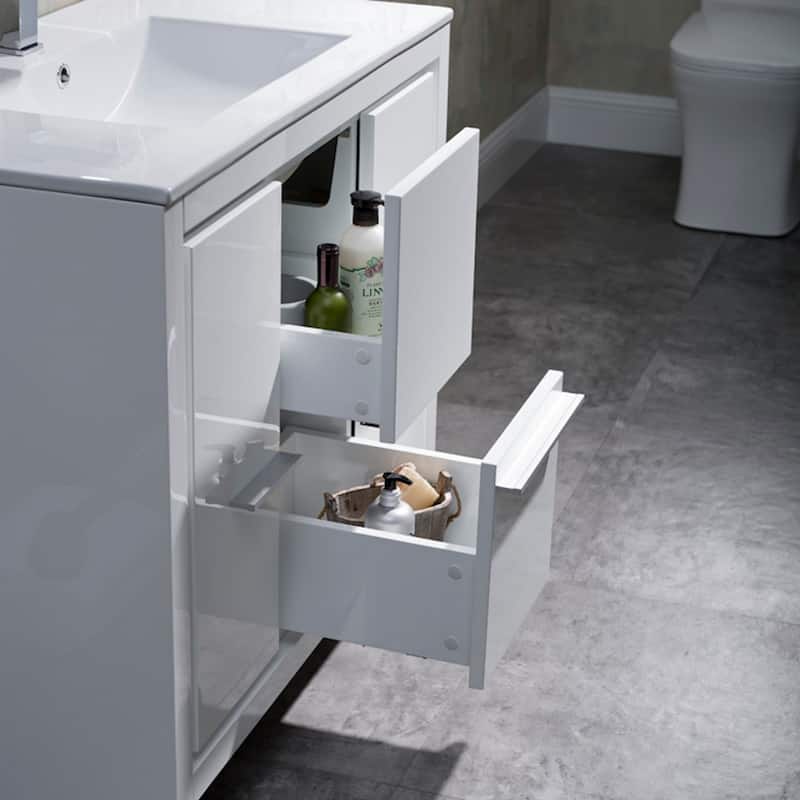 Solid Wood Bathroom Vanity with Mirror Medicine Cabinet
