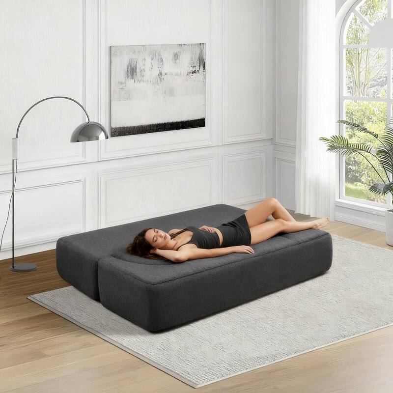 Folding sofa bed, floor to ceiling sofa, corduroy fabric double sofa, suitable for living rooms, guests, offices, apartments