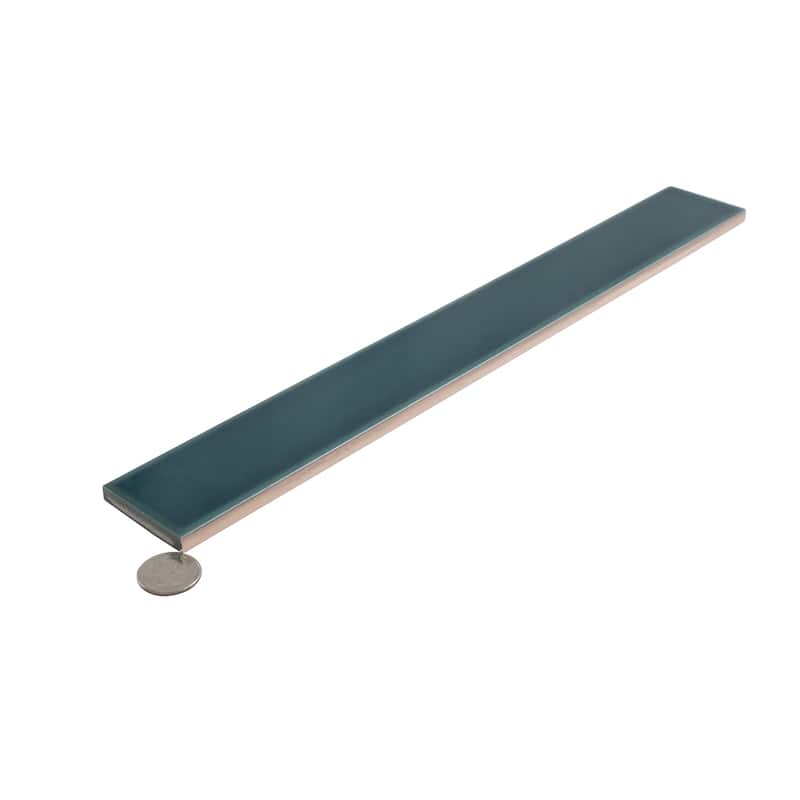 Apollo tile 2" x 16" Horizonte Glossy Emerald Petrol Blue Ceramic Tile (10.76 sq ft/case) - 50 Pack