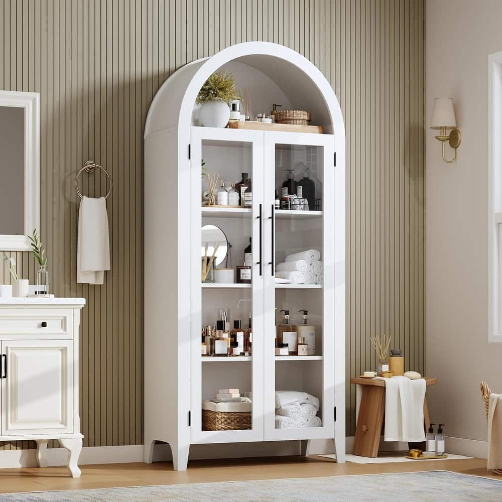 5 Tier Display Book Shelf Arched Kitchen Pantry Storage Cabinet