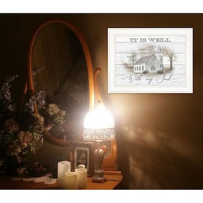 TrendyDecor4U Farmhouse "It Is Well" Framed Print Wall Art by Billy Jacobs - Earthtone