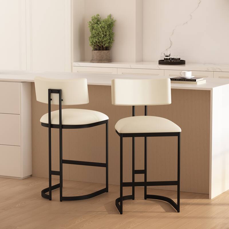 Manhattan Comfort Juno Metal Vegan Leather Counter Stool