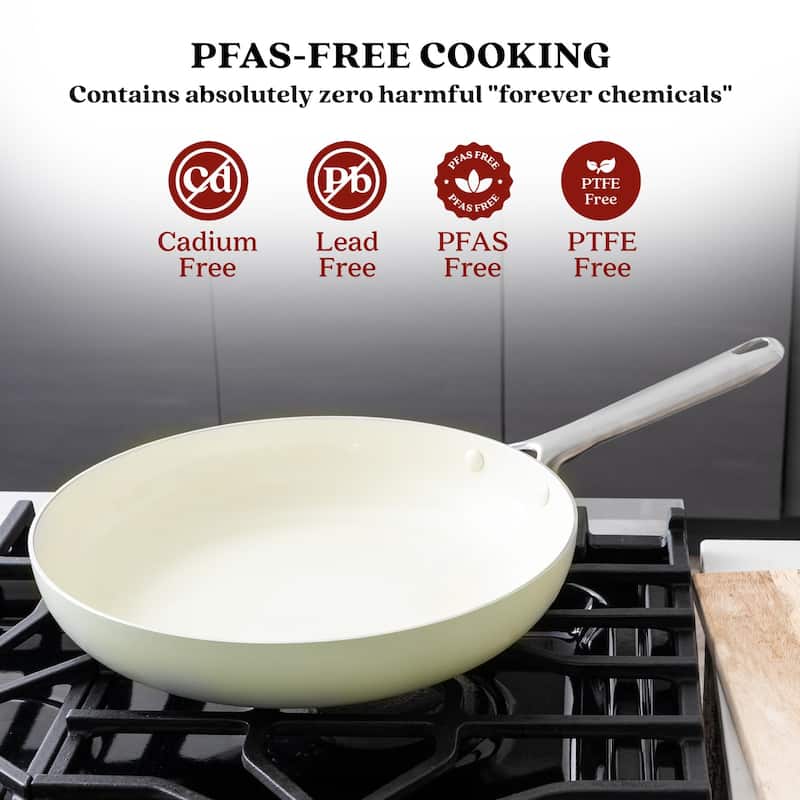 Alva Mobi 8-Piece Nonstick Ceramic Cookware Set - Cannoli Cream