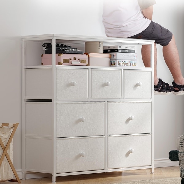 Dresser for Bedroom Dresser with 7 Drawers & 2 Shelves,Fabric Dressers &  Chests of Drawers for Room, Closet,Lightweight - Bed Bath & Beyond -  42199352