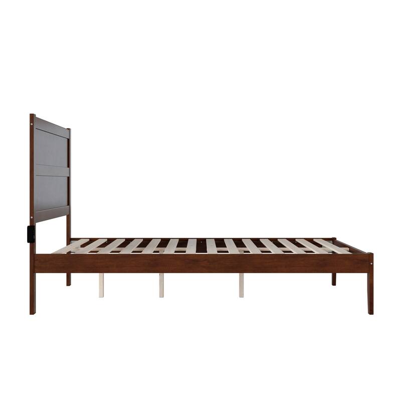 Renaissance Revival Bed Walnut Finish - Modern Platform Bed Frame - Bedroom Furniture