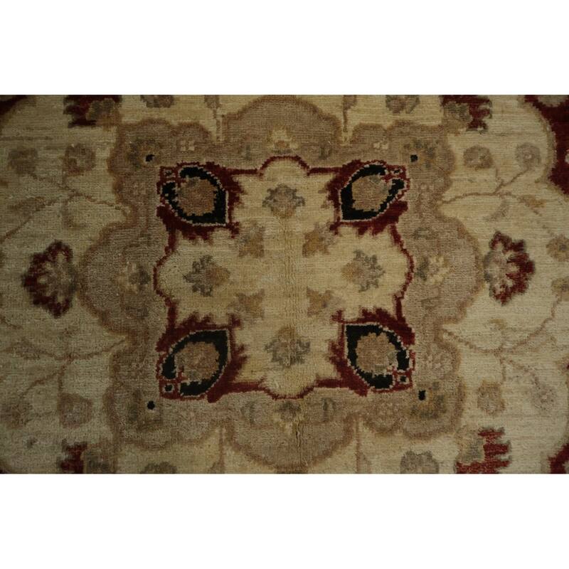 Hand Knotted Oriental 100% Wool Carpet Traditional Floral Red Peshawar Area Rug - 8' 6'' X 6' 6''