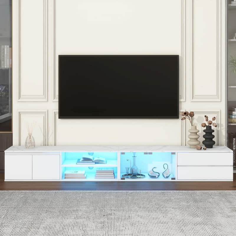 Modern APP-Controlled LED TV Stand for TVs up to 105'' - White