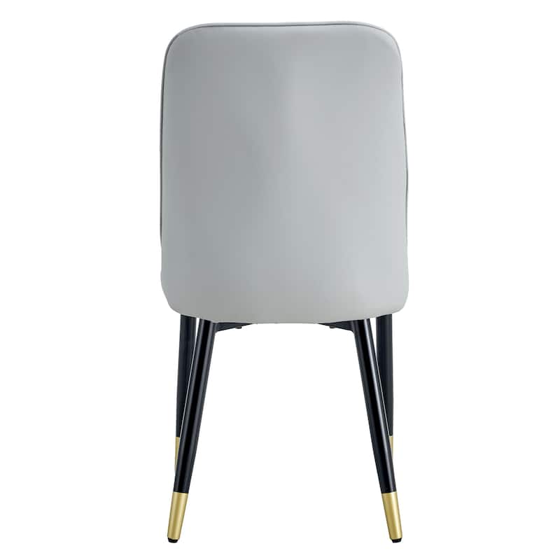 Leather Upholstered Dining Chair with Curved Back Kitchen Chair with Metal Legs Armless Side Chair, Set of 4