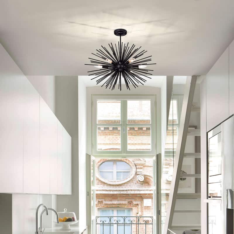 Lorena Sputnik Black 6-Light Industrial Chandelier