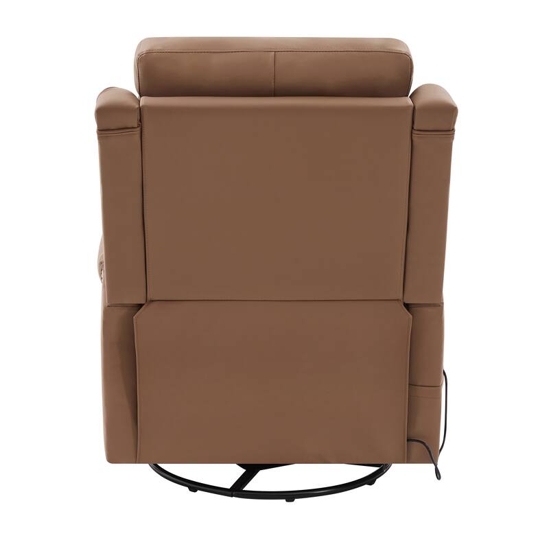Christopher Knight Home - Modern Upholstered Swivel Recliner Chair with 8-Point Massage, Heating, and Storage Pocket