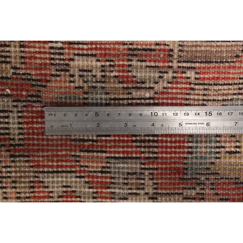 Hand Knotted Oriental 100% Wool Carpet Traditional Floral Red Tabriz Runner Rug - 10' 6'' X 3' 1''