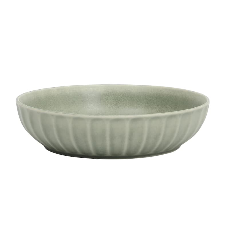 Gibson Elite Malibu Shore 16 Piece Scallop Stoneware Reactive Glaze (Service for 4) Ceramic Plates and Bowls Dinnerware Set