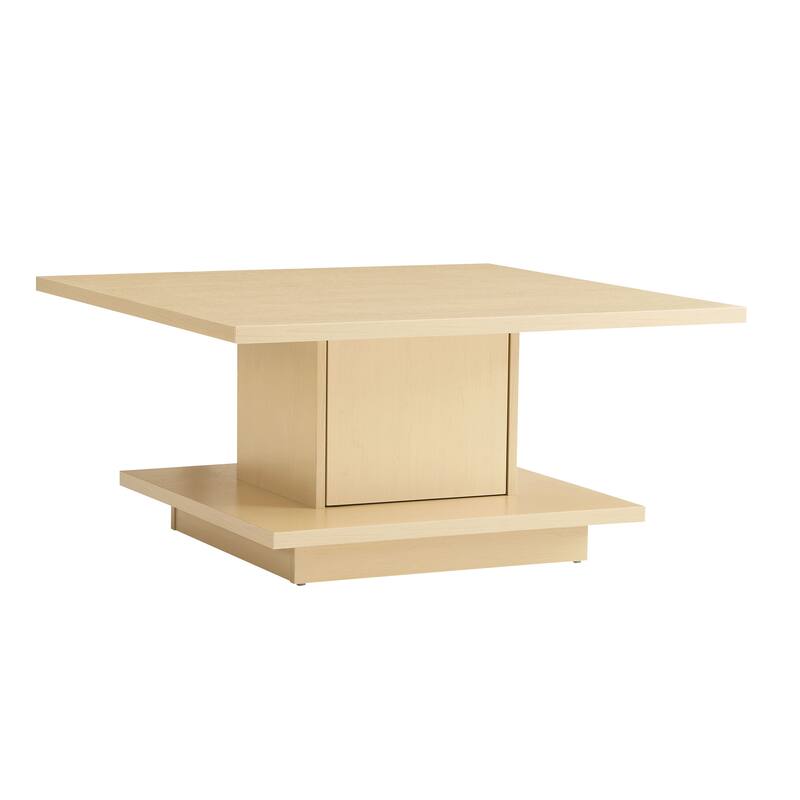 Ross Modern Square Coffee Table with Wrap Around Base Shelf and Hidden Storage by Strick & Bolton