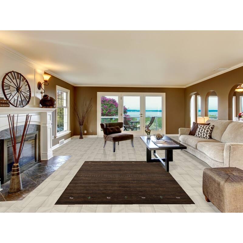 Hand Knotted Oriental 100% Wool Carpet Tribal Tribal Brown Gabbeh Area Rug - 7' 6'' X 5' 5''
