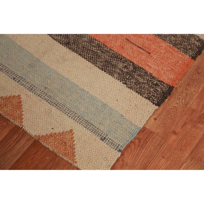 Hand Woven Oriental 100% Jute Carpet Southwestern Modern Multi-Colored Kilim Area Rug - 10' 5'' X 8' 3''