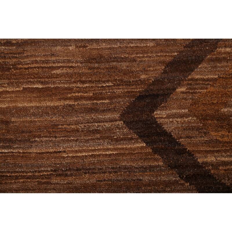 Brown Geometric Gabbeh Persian Area Rug Wool Hand-knotted Foyer Carpet - 4'9" x 6'4"
