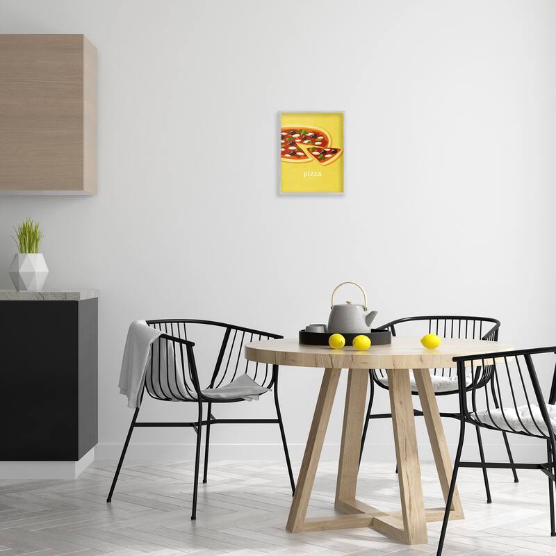 Stupell Delicious Pizza on Yellow Framed Giclee Art Design By Kim Allen
