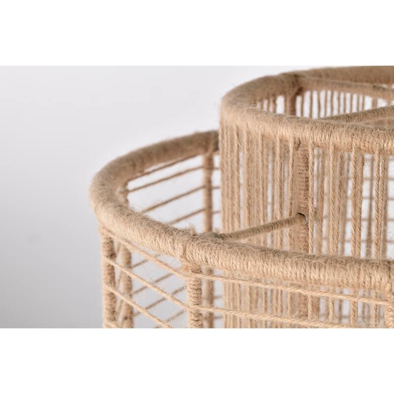 Nessale 18 Inch Jute Design Chandelier with 4 Light - N/A