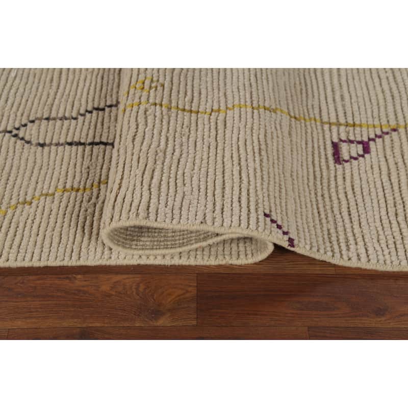 Moroccan Abstract Rug Hand-Knotted Contemporary Wool Carpet - 6'0"x 12'9"