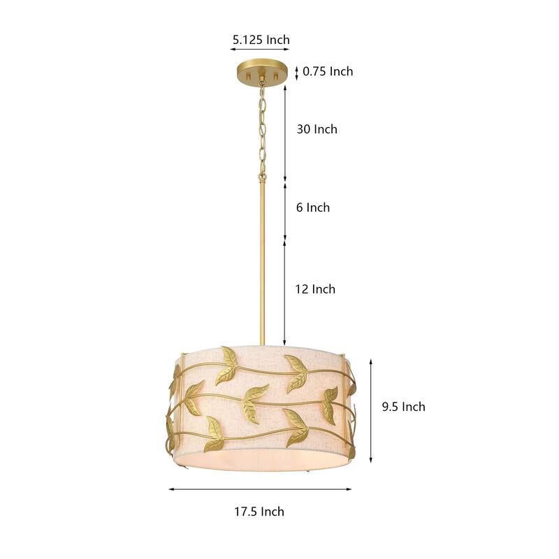 Acroma 4-light Gold/Black Ceiling Cotton Drum Light