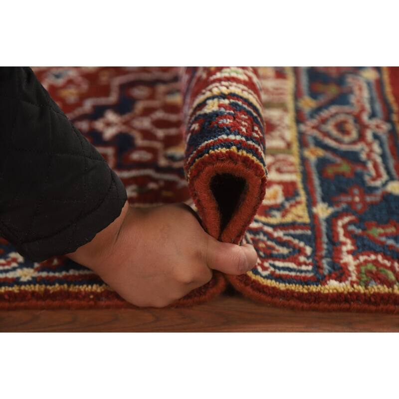 Hand Knotted Oriental 100% Wool Carpet Traditional Medallion Red Heriz (serapi) Area Rug - 3' 0'' X 2' 0''