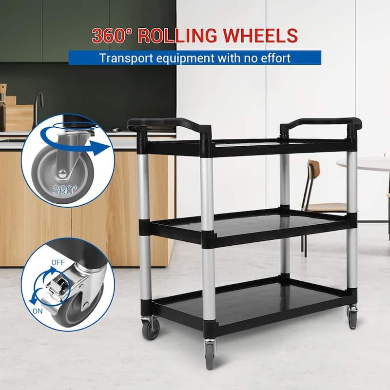 3-Tier Service Utility Cart for Foodservice Restaurant Office Kitchen Hotel - N/A