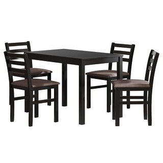 5 Piece Brown Upholstered Chairs Dining Table Set - Bed Bath & Beyond ...