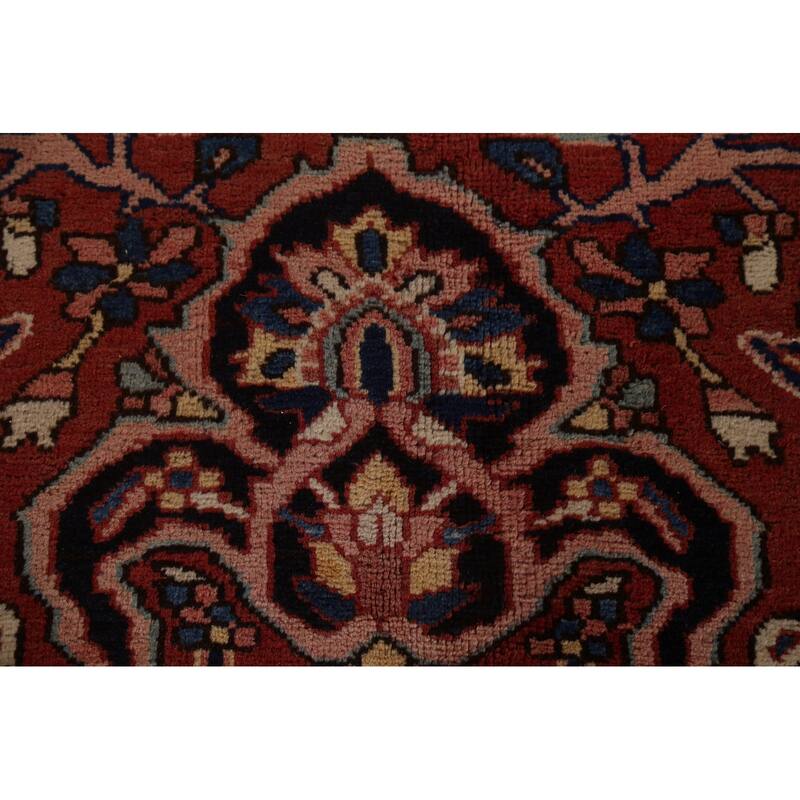 Vintage Vegetable Dye Persian Heriz Area Rug Hand-knotted Wool Carpet - 9'9" x 13'1"