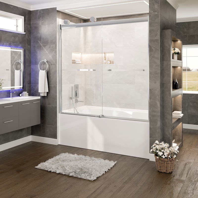Eviva Luxor Sliding Frameless Shower Door with Tempered Glass