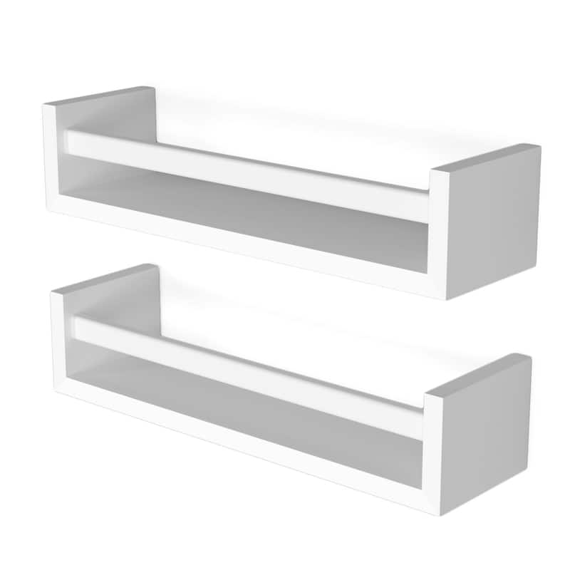 Wallniture Elba Wall Mounted Kids Shelves Nursery Storage Toy Organizer Wood Bookshelf, Set of 2 - N/A